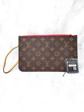 Louis Vuitton Neverfull MM Pochette Monogram Canvas Wristlet Pouch